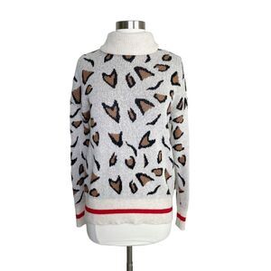 Tularosa Jungle Sweater XS Pullover Turtleneck Leopard Knit Stretch Revolve